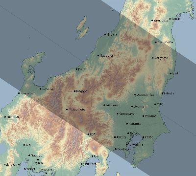 Map of the eclipse path across Japan on 09/02/2426