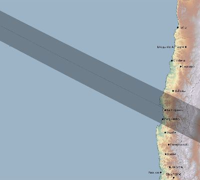 Map of the eclipse path across Chile on 07/13/2428