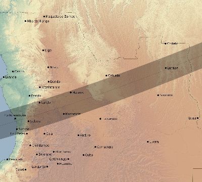 Map of the eclipse path across Angola on 01/05/2429