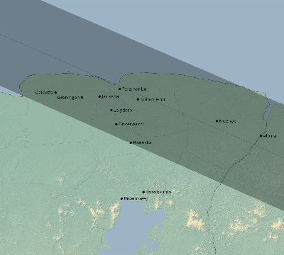 Map of the eclipse path across Suriname on 01/05/2429