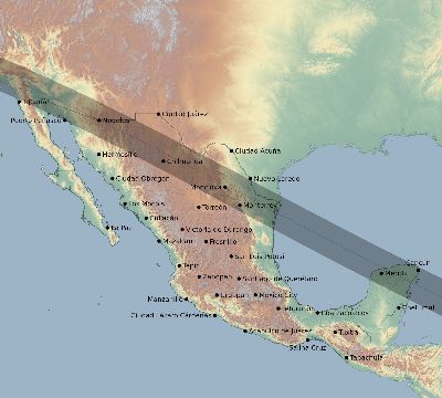 Map of the eclipse path across Mexico on 07/02/2429