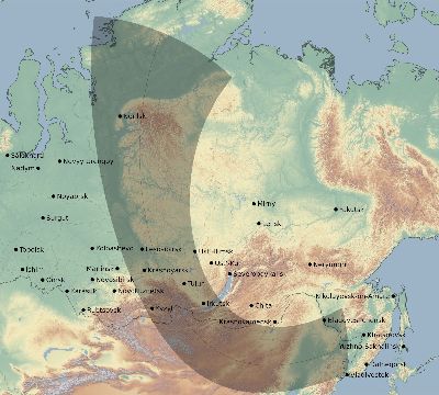Map of the eclipse path across Russia on 11/05/2431