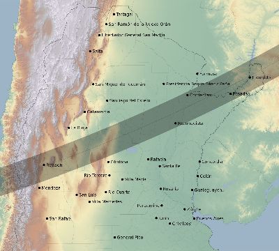 Map of the eclipse path across Argentina on 04/30/2432