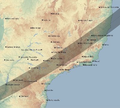 Map of the eclipse path across Brazil on 04/30/2432