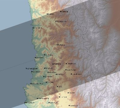 Map of the eclipse path across Chile on 04/30/2432
