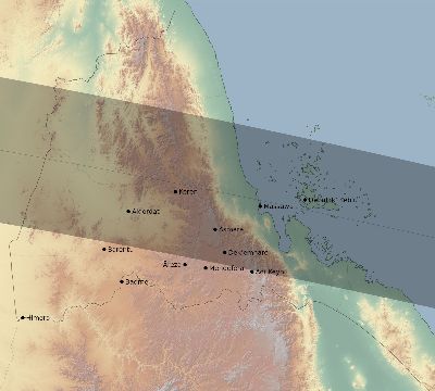 Map of the eclipse path across Eritrea on 04/30/2432