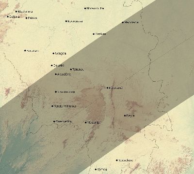 Map of the eclipse path across Guinea on 04/30/2432