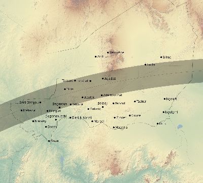 Map of the eclipse path across Niger on 04/30/2432
