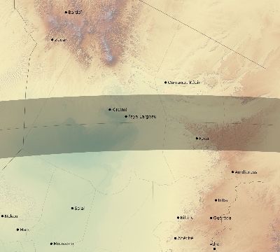 Map of the eclipse path across Chad on 04/30/2432