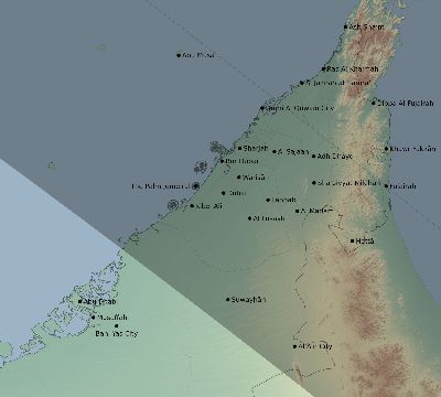 Map of the eclipse path across United Arab Emirates on 10/24/2432