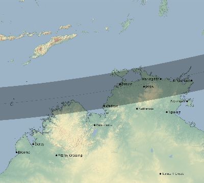 Map of the eclipse path across Australia on 10/24/2432