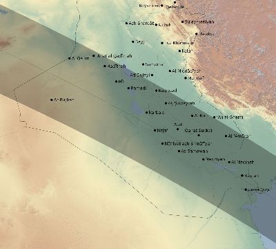 Map of the eclipse path across Iraq on 10/24/2432