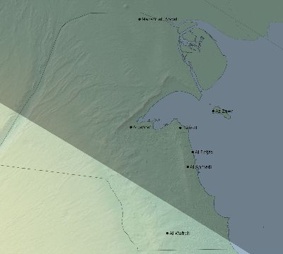 Map of the eclipse path across Kuwait on 10/24/2432