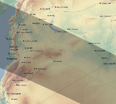 Map of the eclipse path across Syria on 10/24/2432