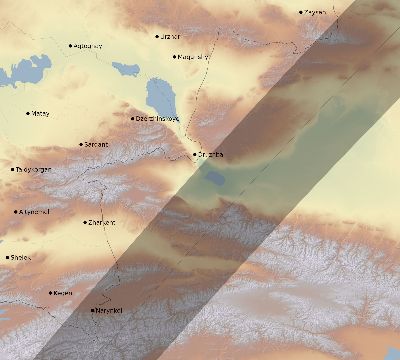 Map of the eclipse path across Kazakhstan on 04/20/2433