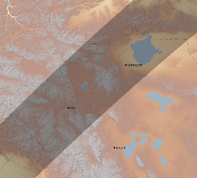 Map of the eclipse path across Mongolia on 04/20/2433