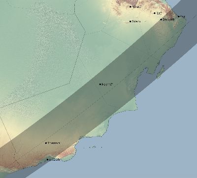 Map of the eclipse path across Oman on 04/20/2433