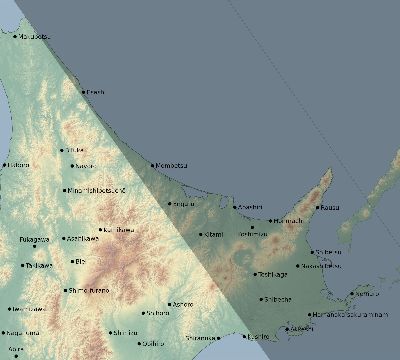 Map of the eclipse path across Japan on 08/24/2435