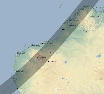Map of the eclipse path across Australia on 02/17/2436