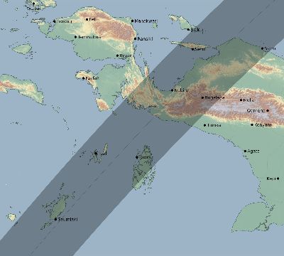 Map of the eclipse path across Indonesia on 02/17/2436