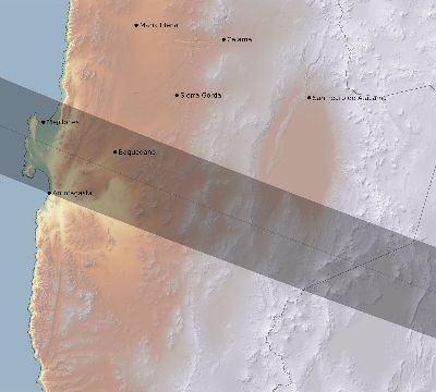 Map of the eclipse path across Chile on 08/13/2436