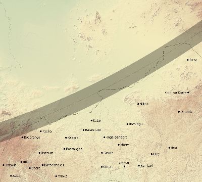 Map of the eclipse path across Central African Republic on 02/05/2437
