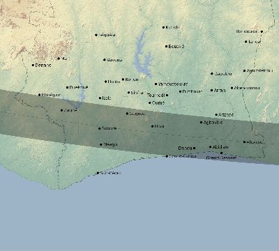 Map of the eclipse path across Côte d'Ivoire (Ivory Coast) on 02/05/2437