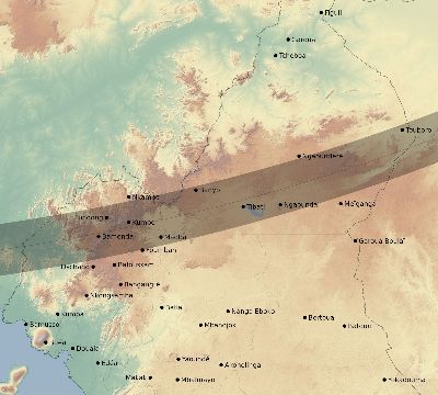 Map of the eclipse path across Cameroon on 02/05/2437