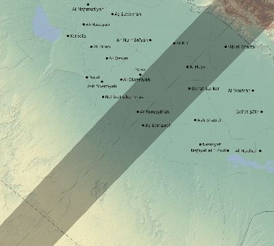 Map of the eclipse path across Iraq on 02/05/2437