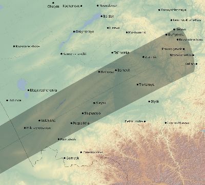 Map of the eclipse path across Russia on 02/05/2437