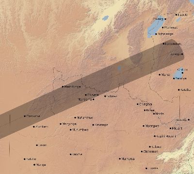 Map of the eclipse path across Zambia on 12/06/2439
