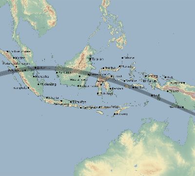 Map of the eclipse path across Indonesia on 05/31/2440