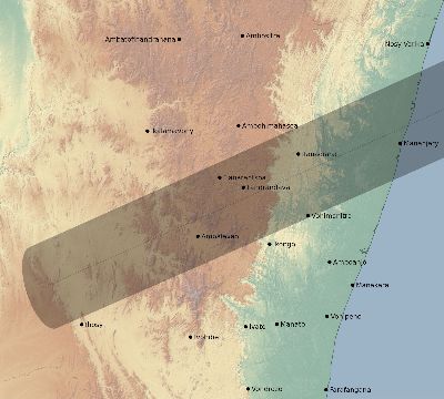Map of the eclipse path across Madagascar on 05/31/2440