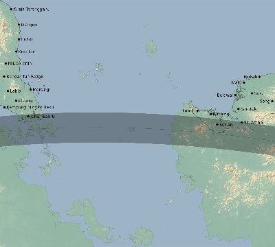 Map of the eclipse path across Malaysia on 05/31/2440