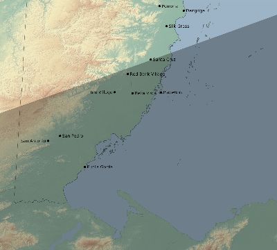 Map of the eclipse path across Belize on 11/25/2440