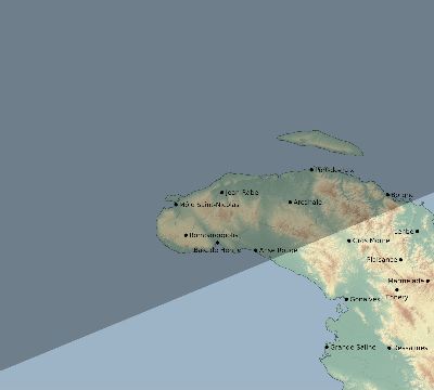 Map of the eclipse path across Haiti on 11/25/2440