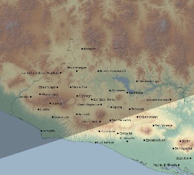 Map of the eclipse path across El Salvador on 11/25/2440