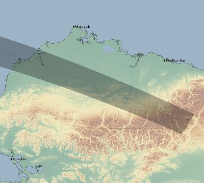 Map of the eclipse path across United States on 04/11/2442
