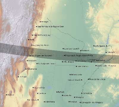 Map of the eclipse path across Argentina on 09/24/2443