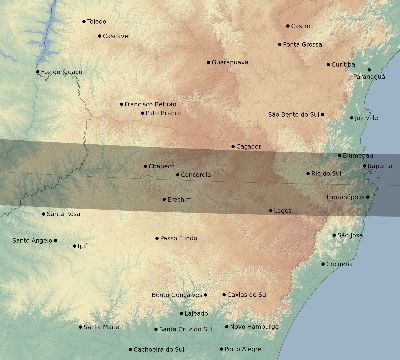 Map of the eclipse path across Brazil on 09/24/2443