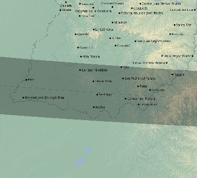 Map of the eclipse path across Paraguay on 09/24/2443