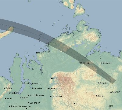 Map of the eclipse path across Russia on 04/21/2460