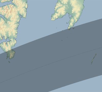 Map of the eclipse path across Svalbard and Jan Mayen on 04/21/2460