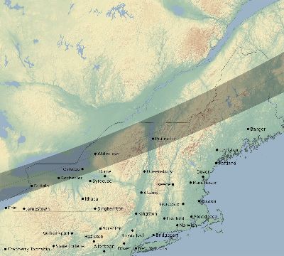 Map of the eclipse path across United States on 04/21/2460