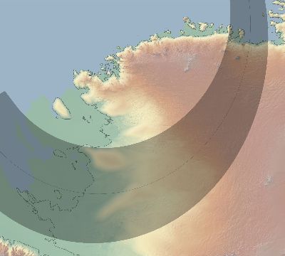 Map of the eclipse path across Antarctica on 10/14/2460