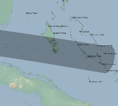 Map of the eclipse path across Bahamas on 04/11/2461