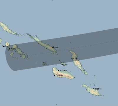 Map of the eclipse path across Solomon Islands on 04/11/2461