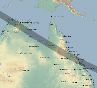 Map of the eclipse path across Australia on 10/04/2461