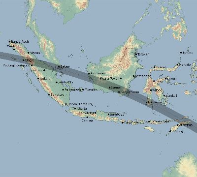 Map of the eclipse path across Indonesia on 10/04/2461