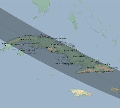 Map of the eclipse path across Cuba on 09/24/2462